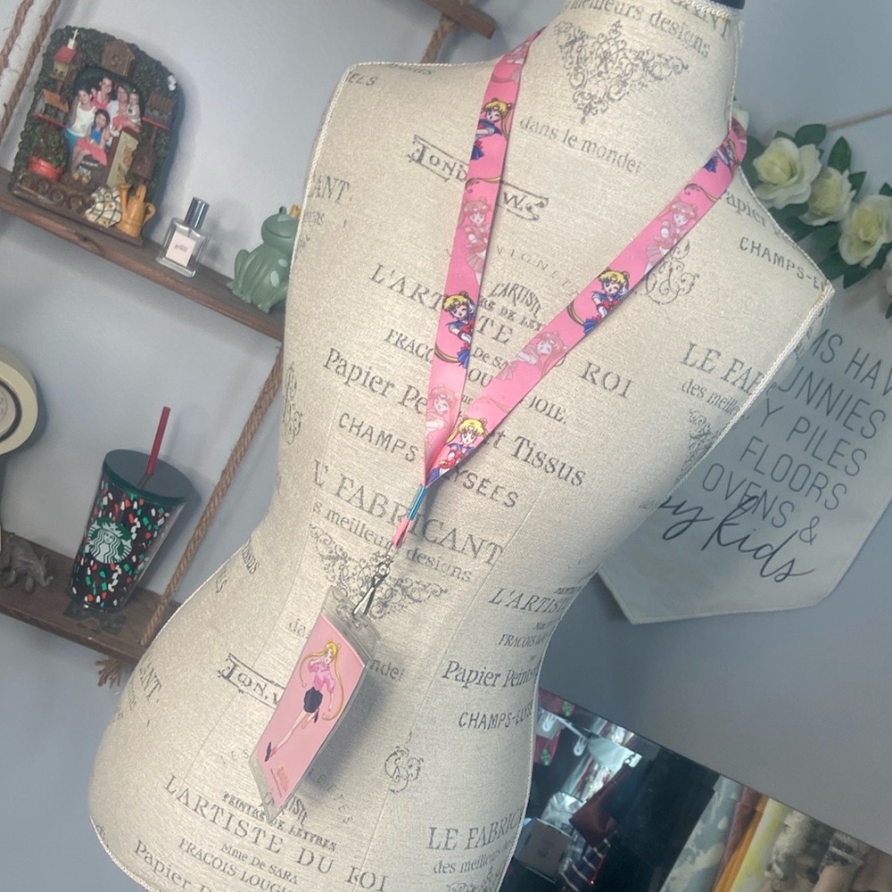 Sailor Moon Pink Lanyard with Plastic Card/ Photo Holder